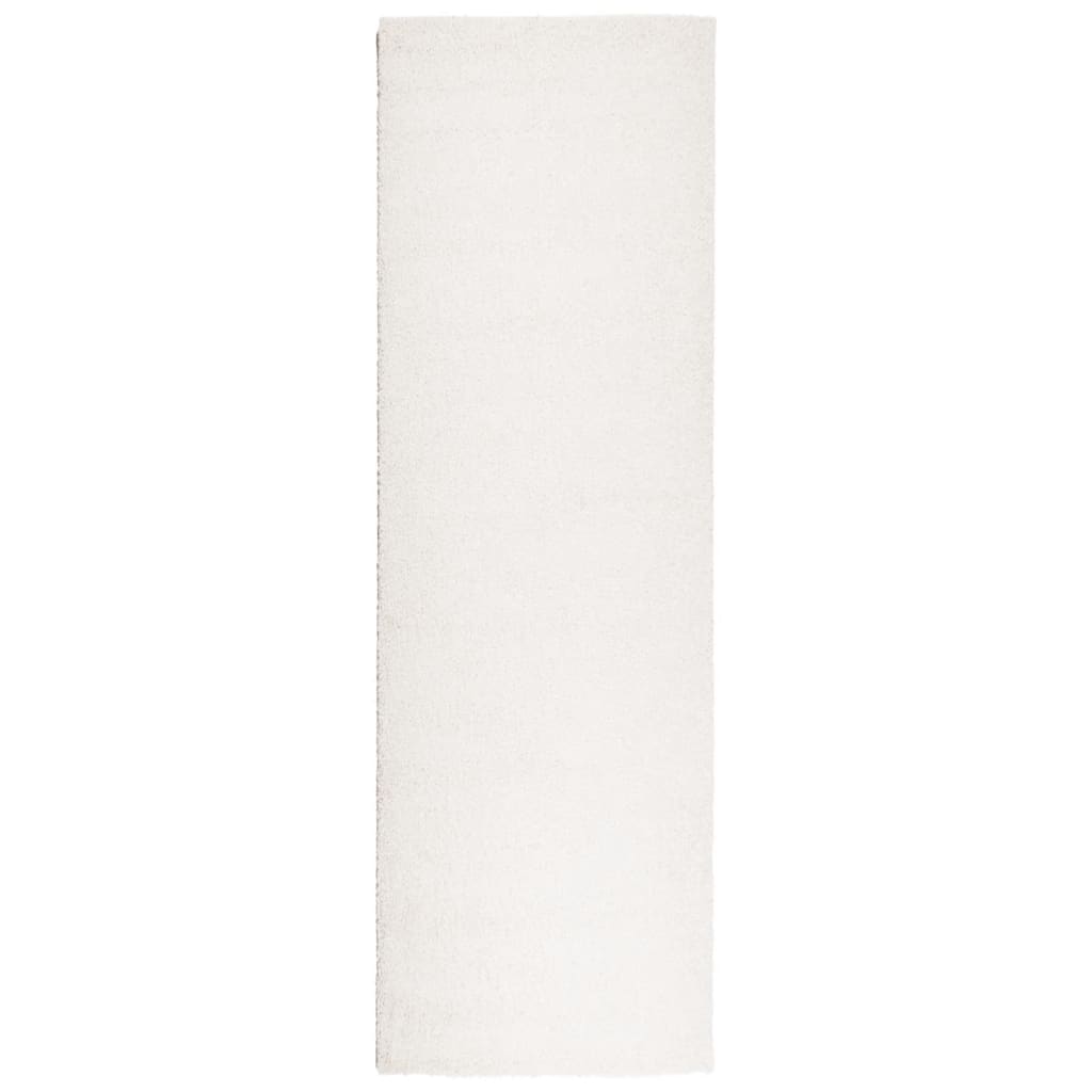 Teppich Shaggy Hochflor Modern Creme 80x250 cm