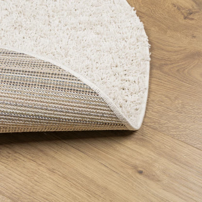 Teppich Shaggy Hochflor Modern Creme Ø 80 cm