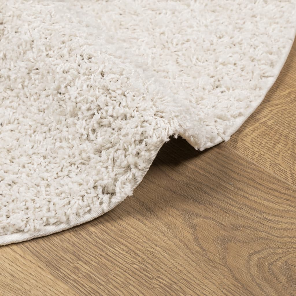 Teppich Shaggy Hochflor Modern Creme Ø 100 cm