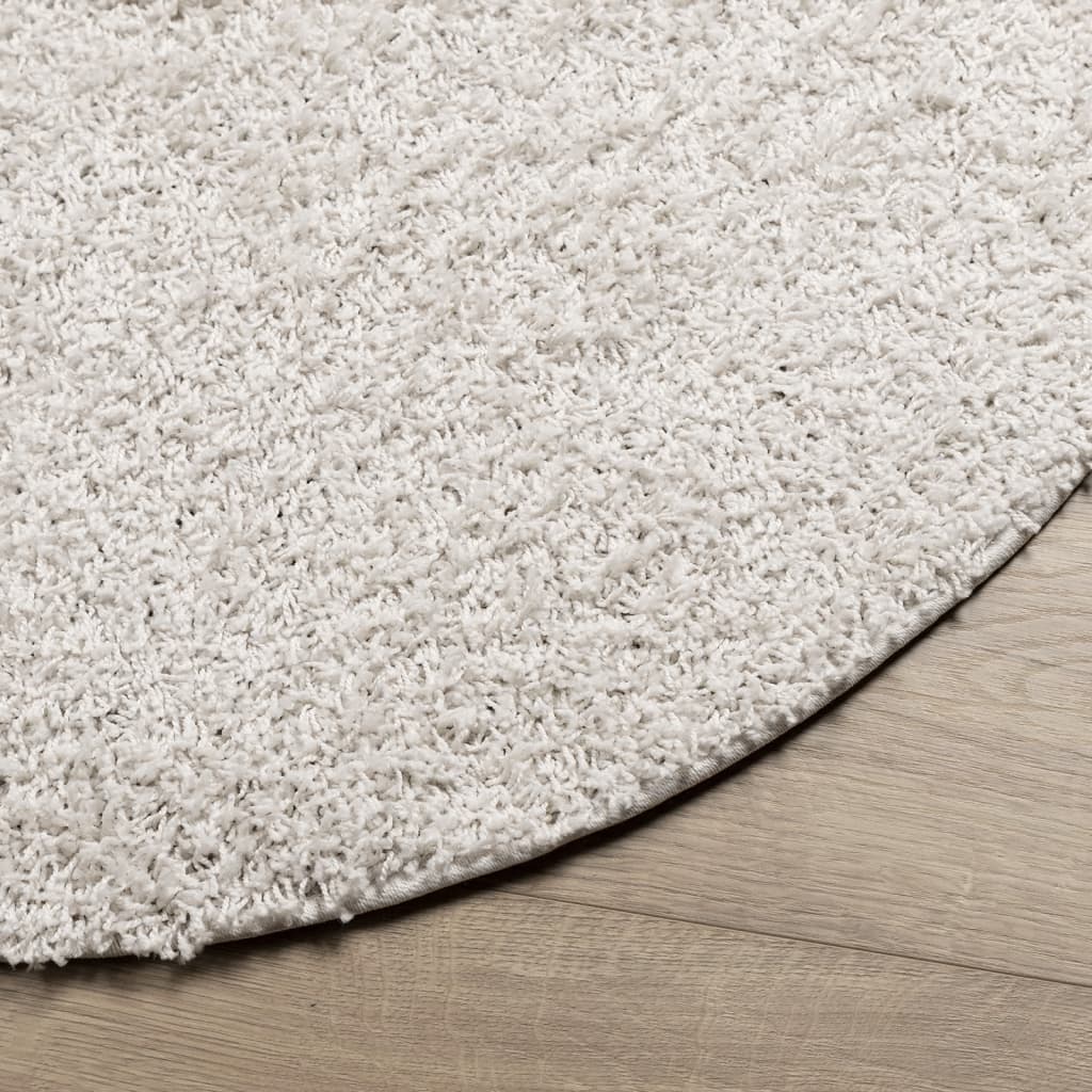 Teppich Shaggy Hochflor Modern Creme Ø 160 cm