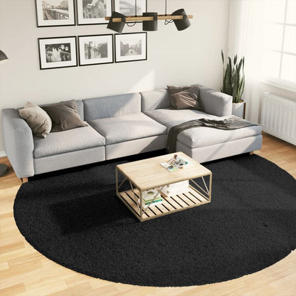 Shaggy-Teppich PAMPLONA Hochflor Modern Schwarz Ø 280 cm