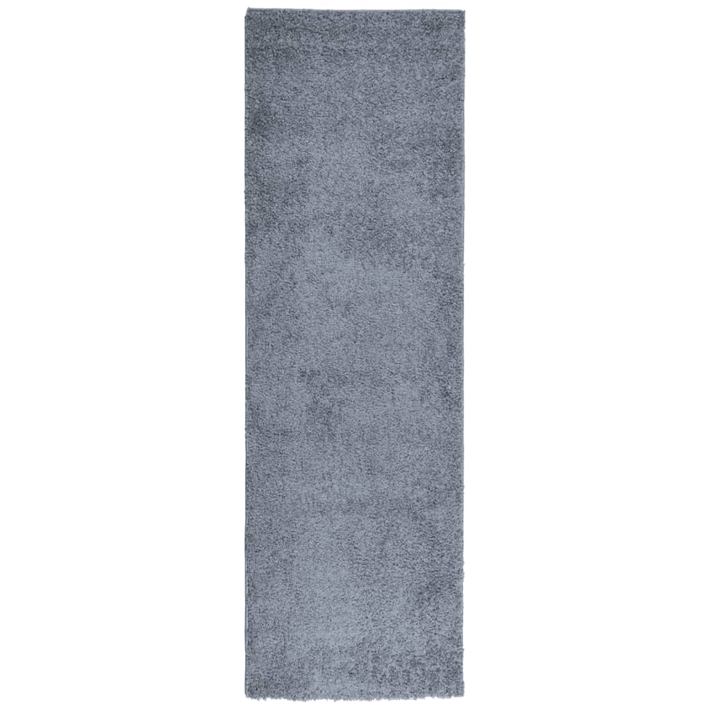 Teppich Shaggy Hochflor Modern Blau 80x250 cm