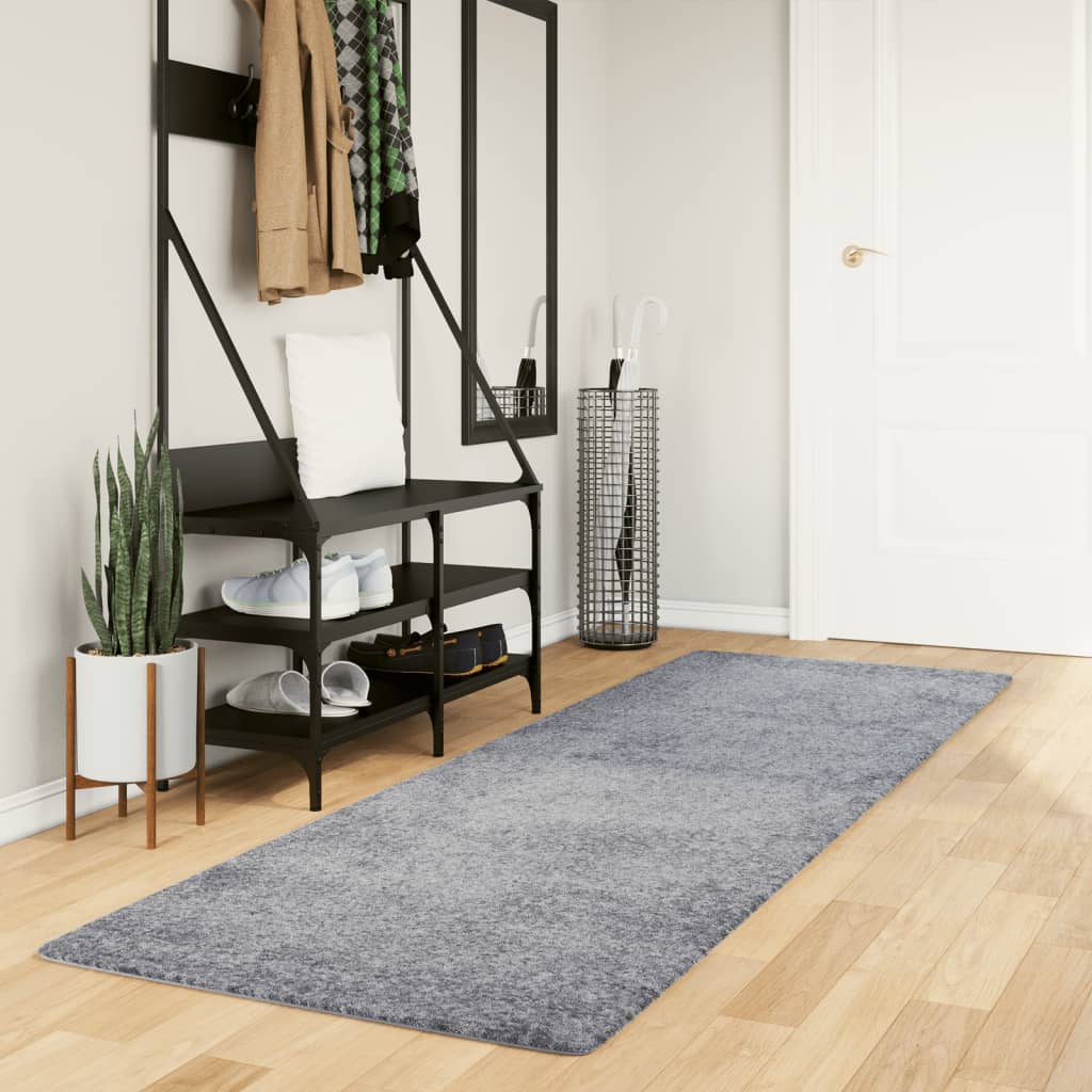 Teppich Shaggy Hochflor Modern Blau 80x250 cm