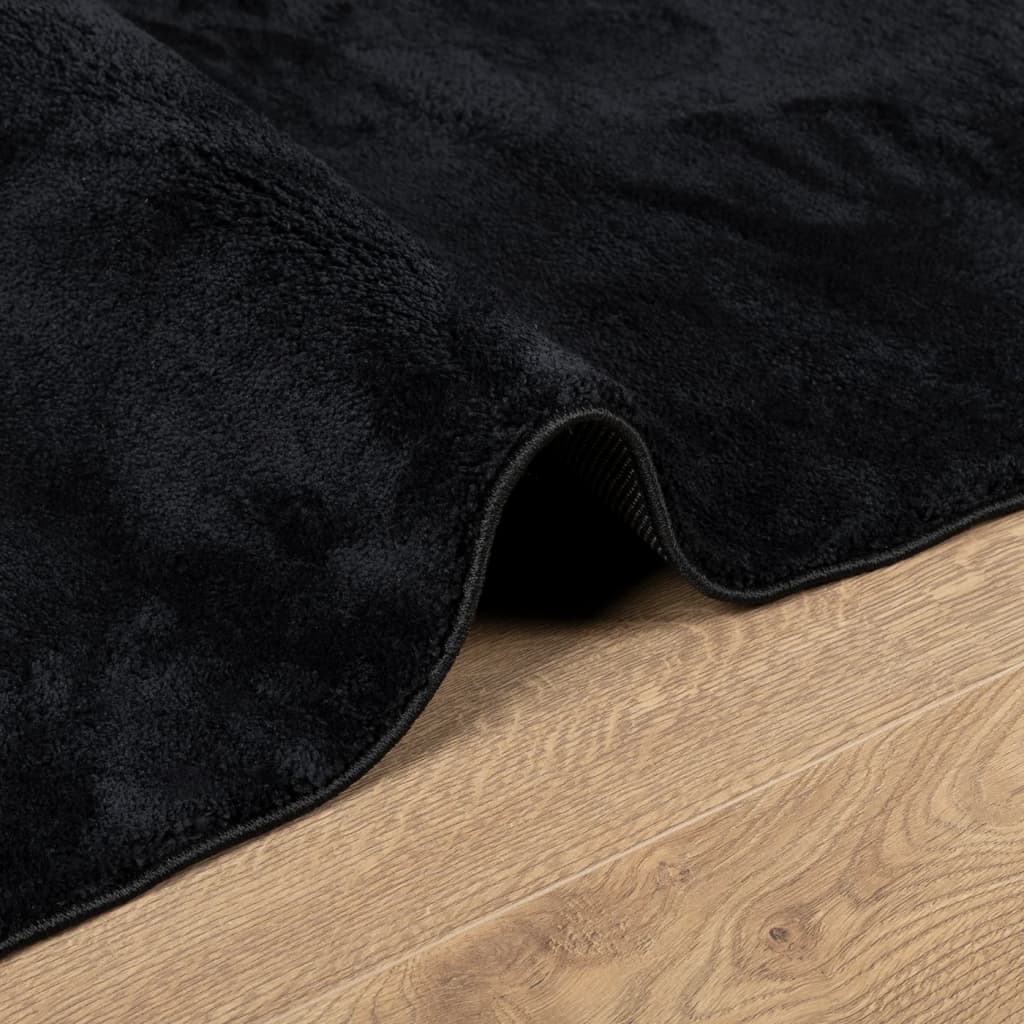 Teppich OVIEDO Kurzflor Schwarz 120x120 cm