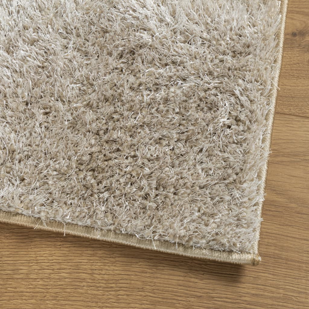 Teppich ISTAN Hochflor Glänzend Beige 80x150 cm