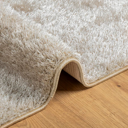 Teppich ISTAN Hochflor Glänzend Beige 80x150 cm