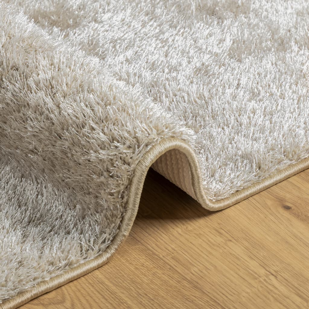 Teppich ISTAN Hochflor Glänzend Beige 100x200 cm