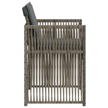 Gartenstühle mit Kissen 4 Stk. Grau Poly Rattan