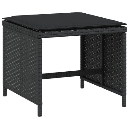 Gartenhocker mit Kissen 4 Stk. Schwarz 41x41x36 cm Poly Rattan