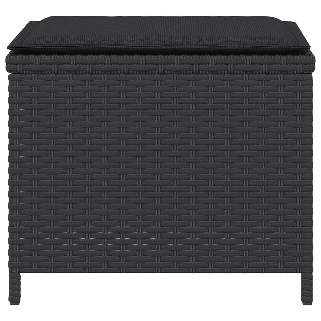 Gartenhocker mit Kissen 4 Stk. Schwarz 41x41x36 cm Poly Rattan