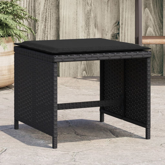 Gartenhocker mit Kissen 4 Stk. Schwarz 41x41x36 cm Poly Rattan