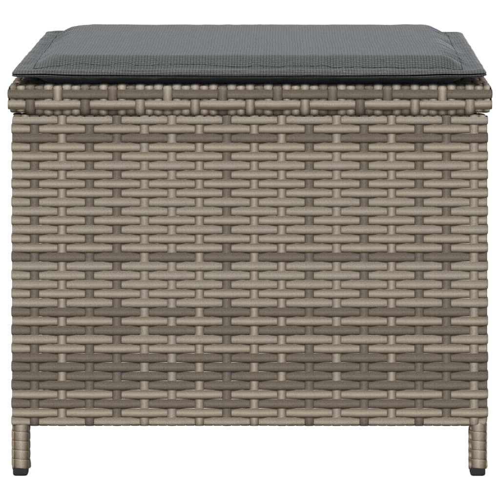 Gartenhocker mit Kissen 4 Stk. Grau 41x41x36 cm Poly Rattan