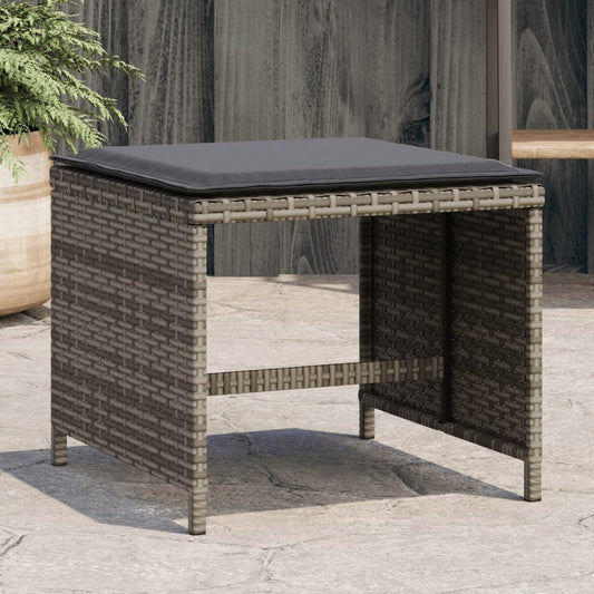 Gartenhocker mit Kissen 4 Stk. Grau 41x41x36 cm Poly Rattan