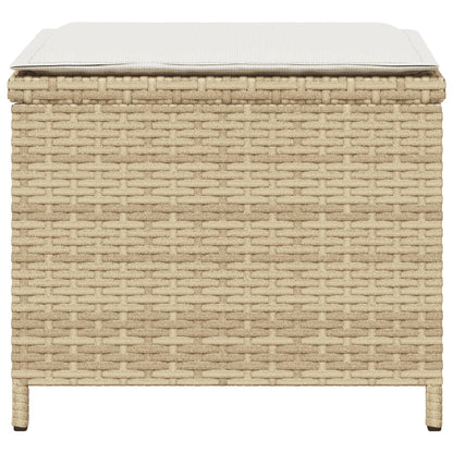 Gartenhocker mit Kissen 4 Stk. Beige 41x41x36 cm Poly Rattan