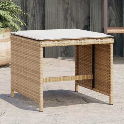 Gartenhocker mit Kissen 4 Stk. Beige 41x41x36 cm Poly Rattan