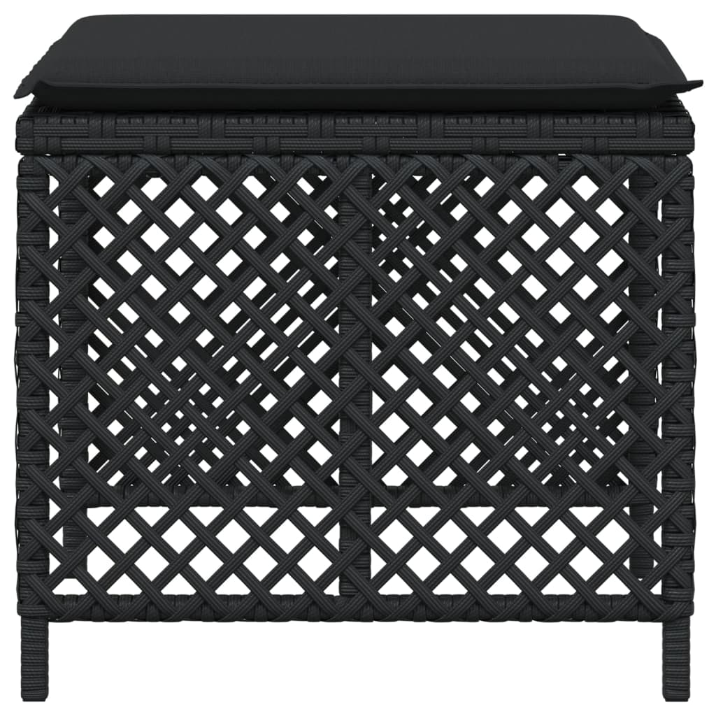 Gartenhocker mit Kissen 4 Stk. Schwarz 41x41x36 cm Poly Rattan