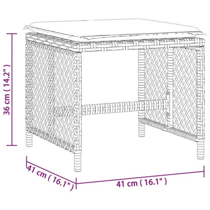 Gartenhocker mit Kissen 4 Stk. Grau 41x41x36 cm Poly Rattan