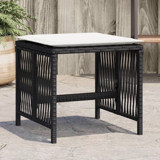 Gartenhocker mit Kissen 4 Stk. Schwarz 41x41x36 cm Poly Rattan