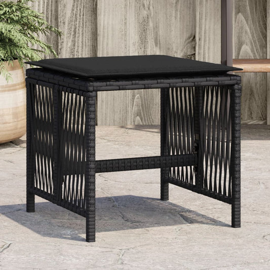 Gartenhocker mit Kissen 4 Stk. Schwarz 41x41x36 cm Poly Rattan