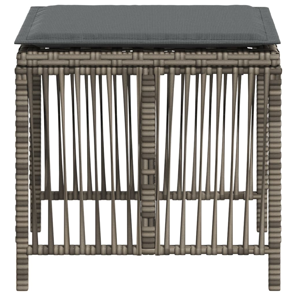 Gartenhocker mit Kissen 4 Stk. Grau 41x41x36 cm Poly Rattan