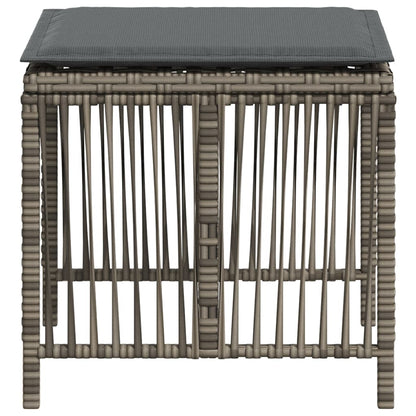 Gartenhocker mit Kissen 4 Stk. Grau 41x41x36 cm Poly Rattan