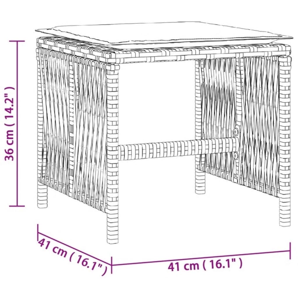 Gartenhocker mit Kissen 4 Stk. Grau 41x41x36 cm Poly Rattan