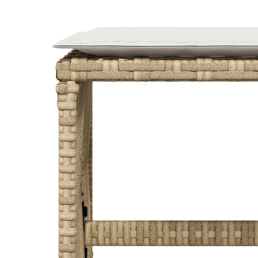 Gartenhocker mit Kissen 4 Stk. Beige 41x41x36 cm Poly Rattan