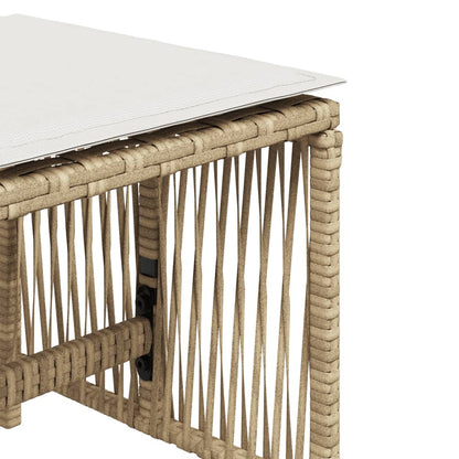 Gartenhocker mit Kissen 4 Stk. Beige 41x41x36 cm Poly Rattan