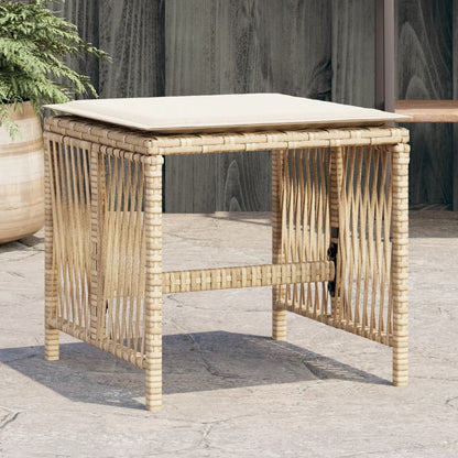 Gartenhocker mit Kissen 4 Stk. Beige 41x41x36 cm Poly Rattan