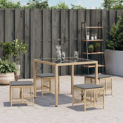 Gartenhocker Kissen 4Stk. Beigemischung 41x41x36 cm Poly Rattan