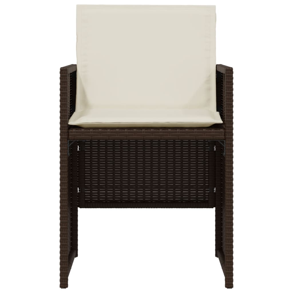 3-tlg. Bistro-Set mit Kissen Braun Poly Rattan