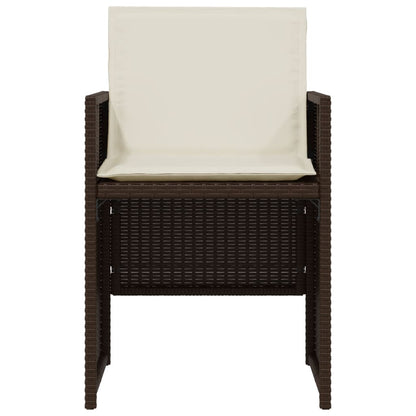 3-tlg. Bistro-Set mit Kissen Braun Poly Rattan