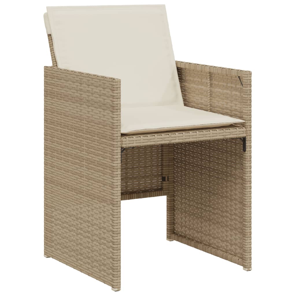 3-tlg. Bistro-Set mit Kissen Beige Poly Rattan