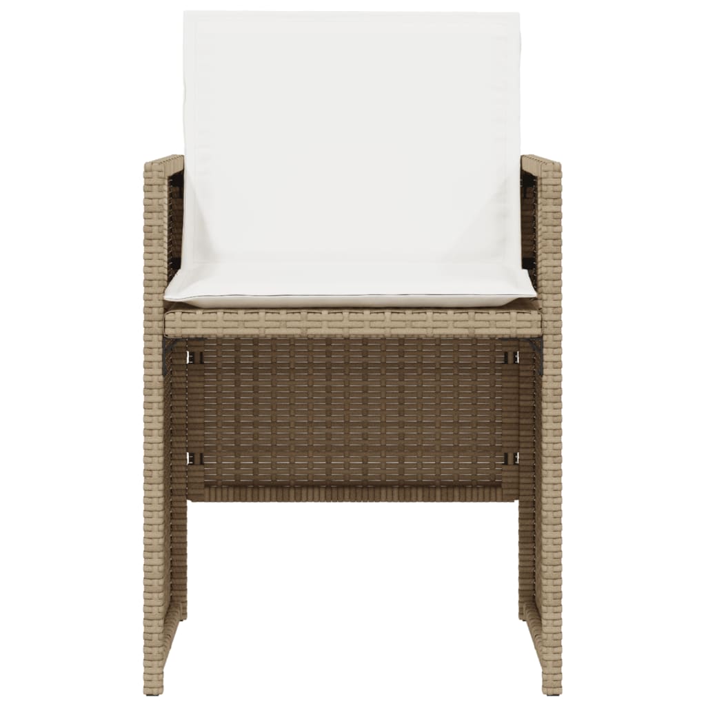 3-tlg. Bistro-Set mit Kissen Beige Poly Rattan