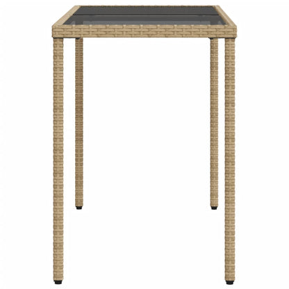 Gartentisch mit Glasplatte Beige 115x54x74 cm Poly Rattan