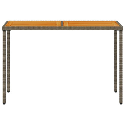 Gartentisch mit Akazienholz-Platte Grau 115x54x74cm Poly Rattan