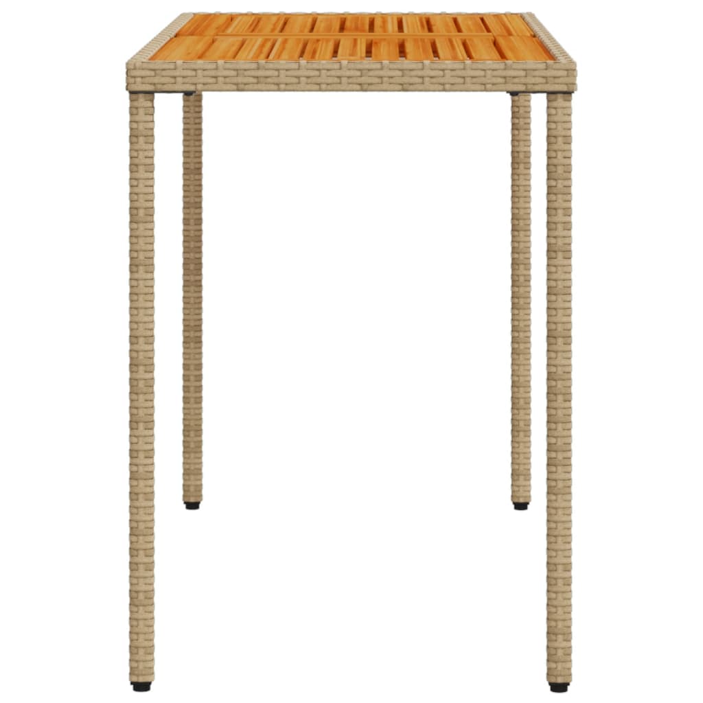 Gartentisch mit Akazienholz-Platte 115x54x74 cm Poly Rattan