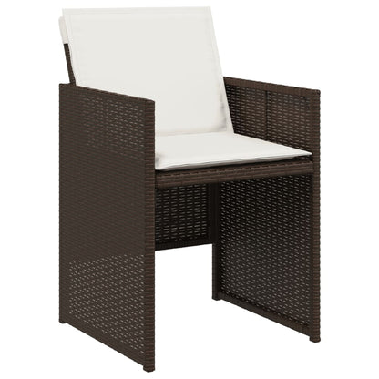 5-tlg. Garten-Essgruppe mit Kissen Braun Poly Rattan