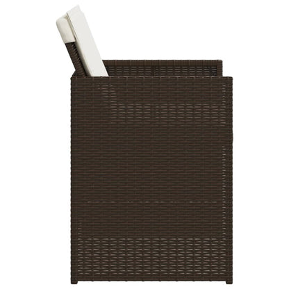 5-tlg. Garten-Essgruppe mit Kissen Braun Poly Rattan