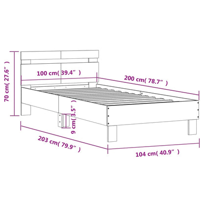 Bettgestell mit Kopfteil Betongrau 100x200 cm Holzwerkstoff