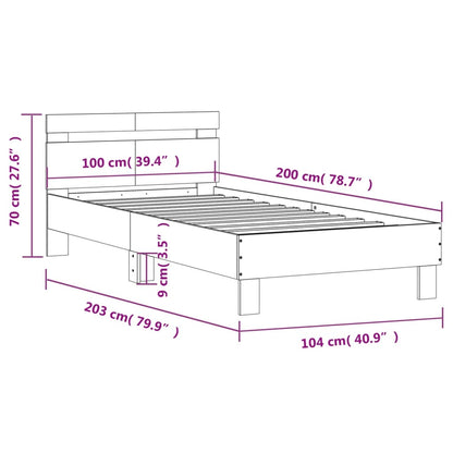 Bettgestell mit Kopfteil Grau Sonoma 100x200 cm Holzwerkstoff