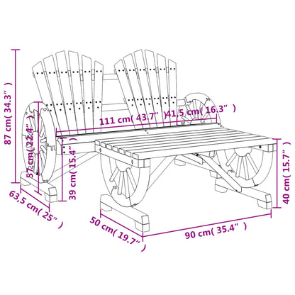 2-tlg. Garten-Lounge-Set Massivholz Tanne