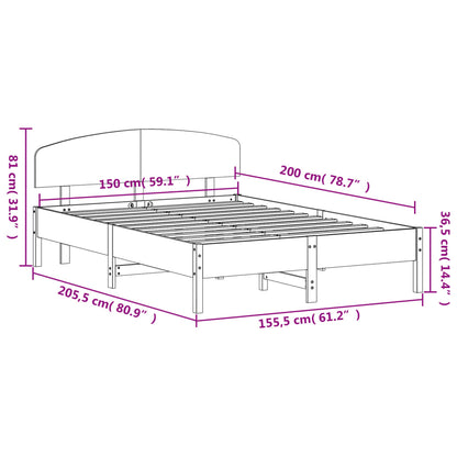 Massivholzbett ohne Matratze Weiß 150x200 cm Kiefernholz