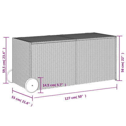 Gartentruhe mit Rollen Schwarz 283L Poly Rattan