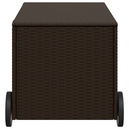 Gartentruhe mit Rollen Braun 190L Poly Rattan