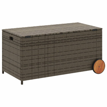 Gartentruhe mit Rollen Grau 190L Poly Rattan