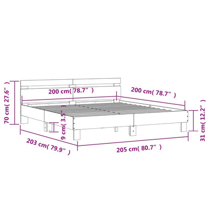 Bettgestell mit Kopfteil Sonoma-Eiche 200x200 cm Holzwerkstoff