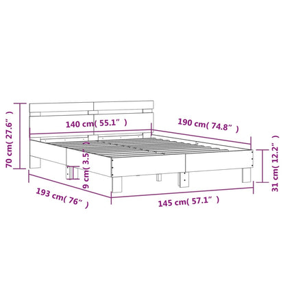 Bettgestell mit Kopfteil Braun Eichen-Optik 140x190 cm