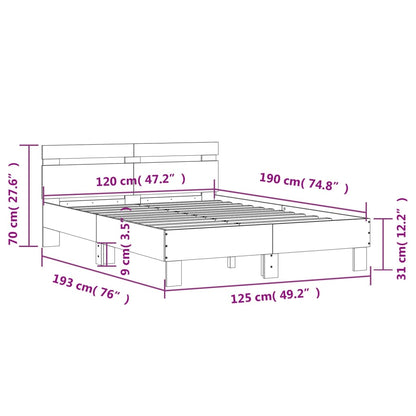 Bettgestell mit Kopfteil Braun Eichen-Optik 120x190 cm