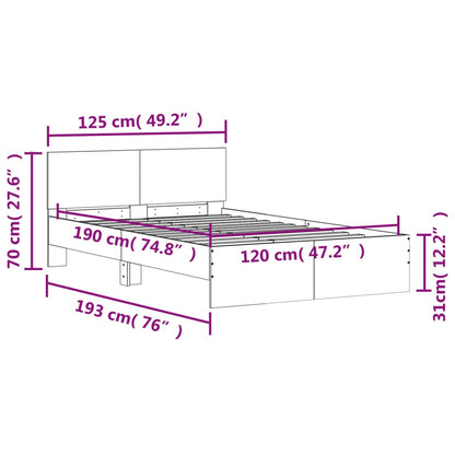 Bettgestell mit Kopfteil Braun Eiche-Optik 120x190 cm